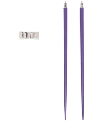 Shanghai Tang Year of the Rooster Chinese Zodiac chopsticks - unisex - Wood/Brass - OS - Purple