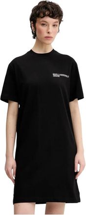 Karl Lagerfeld Logo Tee Dress - Dames - Korte kleedjes - Zwart - XS - Katoen - Kleedjes
