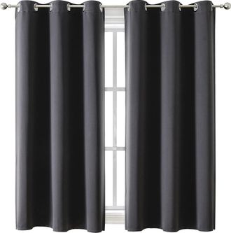 OEM Cortinas Opacas Para Dormitorios Y Salas De Estar: Juego De 2 Cortinas, Cortinas Opacas Con Aislamiento T&eacute;rmico (gris Oscuro, 42 X 63 Pulgadas)
