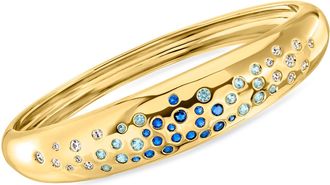Ross-Simons 14kt Yellow Gold-Plated Bangle Bracelet With Simulated Tonal Blue and White Gemstones