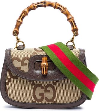 Gucci Pre-owned Gucci Small Jumbo GG Canvas Web Bamboo 1947 Top Handle Bag Ladies ATTZYG3SJ7WFQ7QN