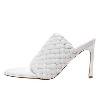 Bottega Veneta White Lido Leather Mules Size 37