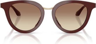 Armani 49mm Round Sunglasses in Burgundy /Brown Gradient at Nordstrom