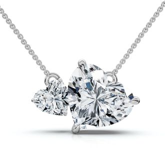 Pompeii3 1/2Ct Heart Cut Toi Et Moi Forever Us Pendant 14k Gold Lab Grown