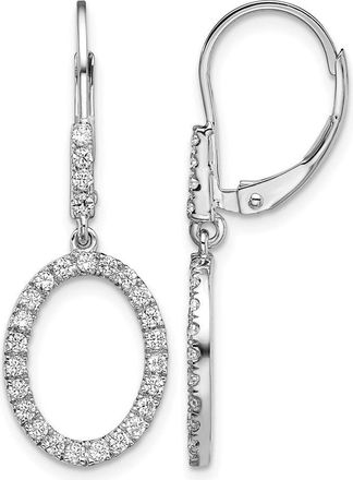 Diamond2Deal 14K White Gold 1/2 ct Lab Grown Diamond Oval Leverback Earrings VS Clarity, G-H Color
