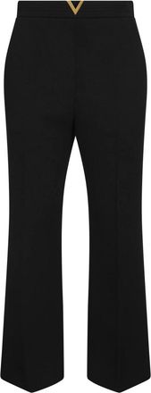 Valentino Wool Crepe Pants - Dames - Vrijetijds broeken - Zwart - L - Leer - Broeken