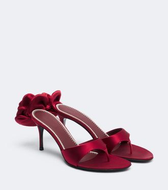 Magda Butrym Floral-appliqu&eacute; satin thong sandals