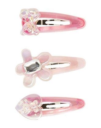 8 by YOOX PINK SEMITRANSPARENT TEDDY HAIRCLIP SET