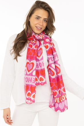 Zwillingsherz Schal ZWILLINGSHERZ Heartbeat, Damen, rot, Web, Obermaterial: 100% Polyester, Modet&uuml;cher Schal, mit Schriftzug, Herzmotiv, transparent