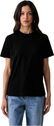 Elisabetta Franchi Katoenen T-shirt met ton-sur-ton geborduurd logo - Dames - Tops - Zwart - Maat: S Katoen