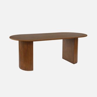 Sweeek Mesa De Comedor Oblonga De Madera De Hevea Y Chapa De Roble De 6 A 8 Plazas