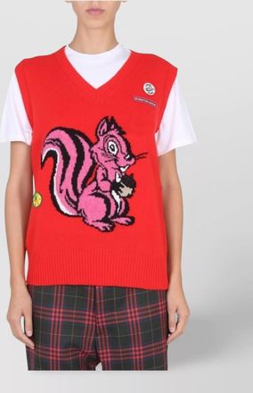 Cormio graphic patch ribbed v-neck vest