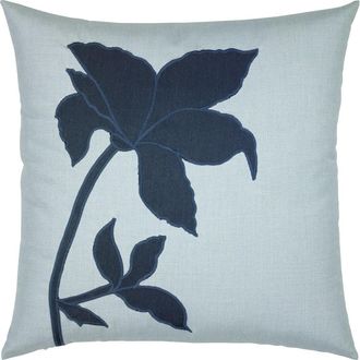 Elaine Smith Botanica Handmade Embroidered Applique Indoor & Outdoor Woven Accent Pillow in Lily at Nordstrom, Size 22X22