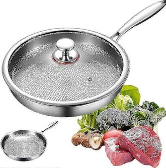 OEM Sart&eacute;n De Titanio Pro Con Tapa 2025. Sart&eacute;n De Titanio Duradera, Antiadherente Y Resistente A Los Ara&ntilde;azos, Apta Para Cocinar, 26 Cm De Ancho X 26 Cm 