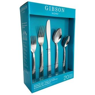 Gibson Home Creston 20-Piece Flatware Set with Tumble Finish in Metallic Silver at Nordstrom
