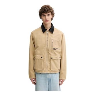 Karl Lagerfeld Jassen, Heren, Beige, L, Katoen, Katoenen Jas