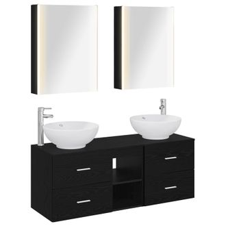 vidaXL Juego De Muebles De Ba&ntilde;o 5 Uds. Roble Negro Vidaxl