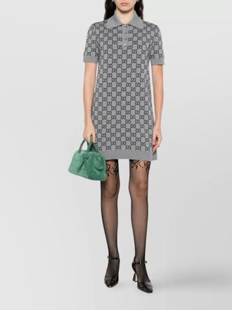 Gucci wool knit gg monogram polo mini dress