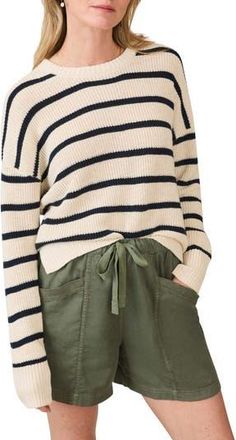 Faherty Miramar Stripe Linen & Cotton Sweater in Montauk Stripe at Nordstrom Rack, Size Xx-Large