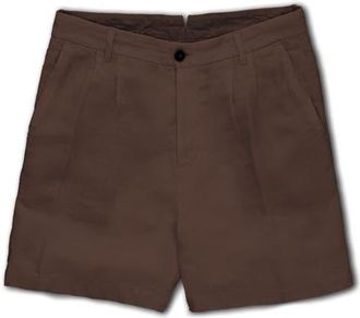 Fortela Beachshort Linen Bermuda Pleated Trousers in Brown at Nordstrom, Size 36 Eu