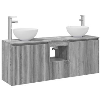 vidaXL Set Di Armadi Da Bagno 3 Pz Sonoma Grigio 129 X 41 X 80 Cm Vidaxl