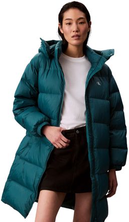 Calvin Klein Jeans Womens ESSENTIAL MIDWEIGHT LONG PUFFER LV047D502G Coats, Green (Maya Blue), XXS