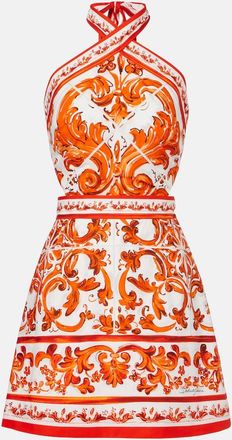 Dolce & Gabbana Vestido corto Majolica de popel&iacute;n de algod&oacute;n