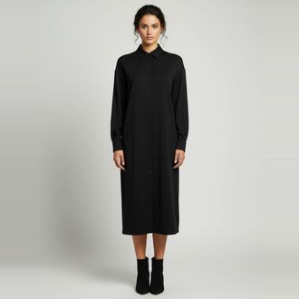 Max Mara Black Jersey Midi Shirt Dress