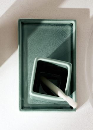 Mango Vassoio bagno ceramica craquel&eacute; verde acqua - Home - Taglia unica - MANGO HOME