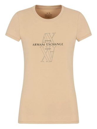 A|X Armani Exchange T-shirt met logoprint - Bruin