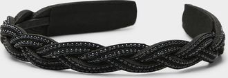 Simons Womens Studded faux-suede braided headband