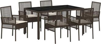 vidaXL Conjunto De Comedor De Jard&iacute;n 7 Pcs Marr&oacute;n Polirat&aacute;n Vidaxl