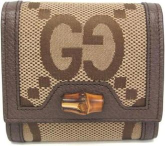 Gucci Pre-owned Wallets, female, Beige, Size: ONE SIZE Pre-owned Canvas Wallet
