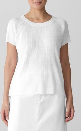 Eileen Fisher Rib Organic Linen & Organic Cotton Sweater in White at Nordstrom Rack, Size Medium