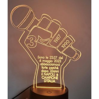 Trade Shop Trade Shop Traesio - Trade Shop - Lampada 3d Celebrativa Con Colori Rgb Napoli 3 Scudetto Campioni DItalia Design