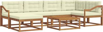 vidaXL Conjunto De Sof&aacute;s De Exterior 7 Uds. Natural Y Crema Vidaxl