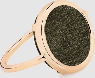 Ginette NY Bague Baby Disc Obsidienne Doré Or Rose