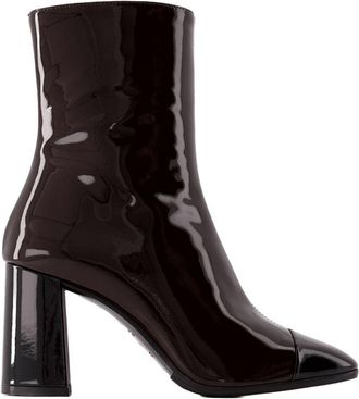 Carel Womens Donna Ankle Boots - Carel Patent Leather Brown-Black Shoes Pumps
