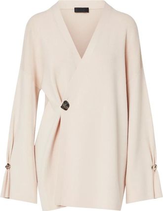 Liu Jo Cardigan Over con Bottoni Gioiello - Dames - Vesten - Beige - S - Polyester - Truien & Vesten