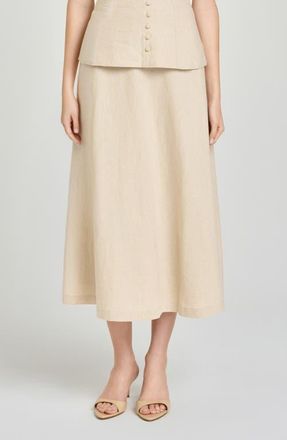 Wayf x Hannah Lovey Porter Capri Linen Blend Midi Skirt in Natural at Nordstrom, Size X-Large