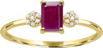 Diamond2Deal 10K Yellow Gold Ruby and Diamond Engagement Ring ( 0.65Ct)