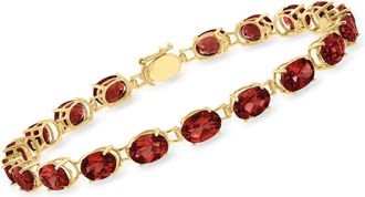 Ross-Simons Oval Garnet Bracelet in 14kt Yellow Gold
