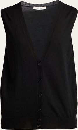 The Row Neel Cashmere Cardigan Vest
