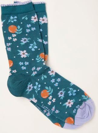 Fat Face FatFace Teal Blue Oranges Socks