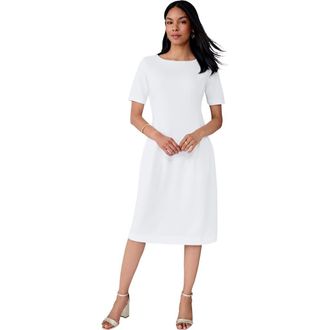 Jessica London Crepe Fit And Flare Dress in White at Nordstrom, Size 28