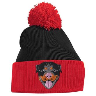 Bang Tidy Clothing Pom Pom Beanie - Rottweiler - Red and Black