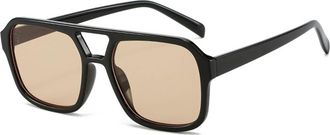 Generic Square Large Frame Men Outdoor Commuter Sunglasses Women Party Photo Vacation Sun Glasses(Brown)