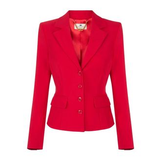 Elisabetta Franchi Colbert van technische stof - Dames - Jassen - Rood - Maat: S Leer