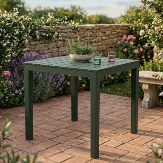 Dmora Mesa De Jard&iacute;n Vicenza, Mesa De Jard&iacute;n Cuadrada, Mesa Fija Para Interior Y Exterior, 100% Made In Italy, 100% Made In Italy, Cm 78x78h72, Antracita, C