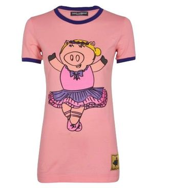 Dolce & Gabbana Pink Pig Ballerina T-shirt Size XS